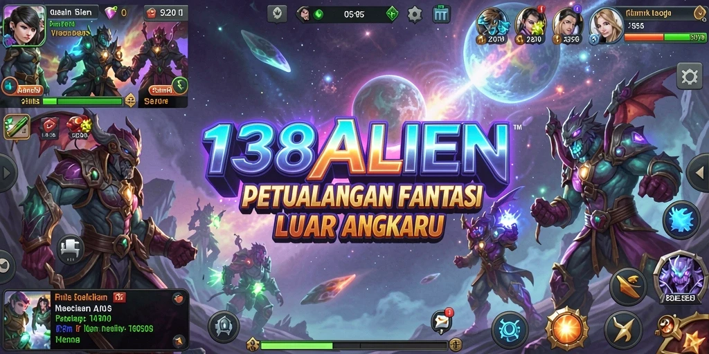 Tampilan utama gameplay 138ALIEN yang menampilkan pertempuran epik di luar angkasa.
