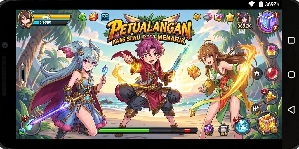 Menampilkan aksi seru karakter anime dalam gameplay 369ZK.