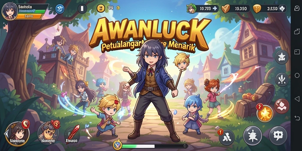 Screenshot gameplay AWANLUCK dengan aksi karakter Anime yang seru.