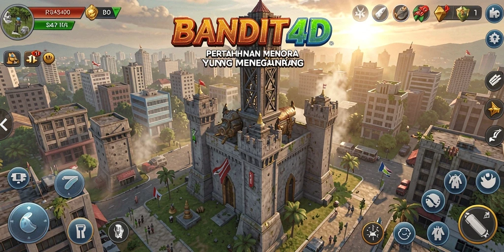 Tampilan permainan Tower Defense BANDIT4D yang seru dan menantang.