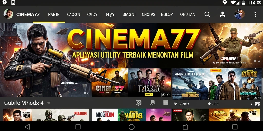 Tampilan antarmuka CINEMA77 yang sederhana dan menarik.