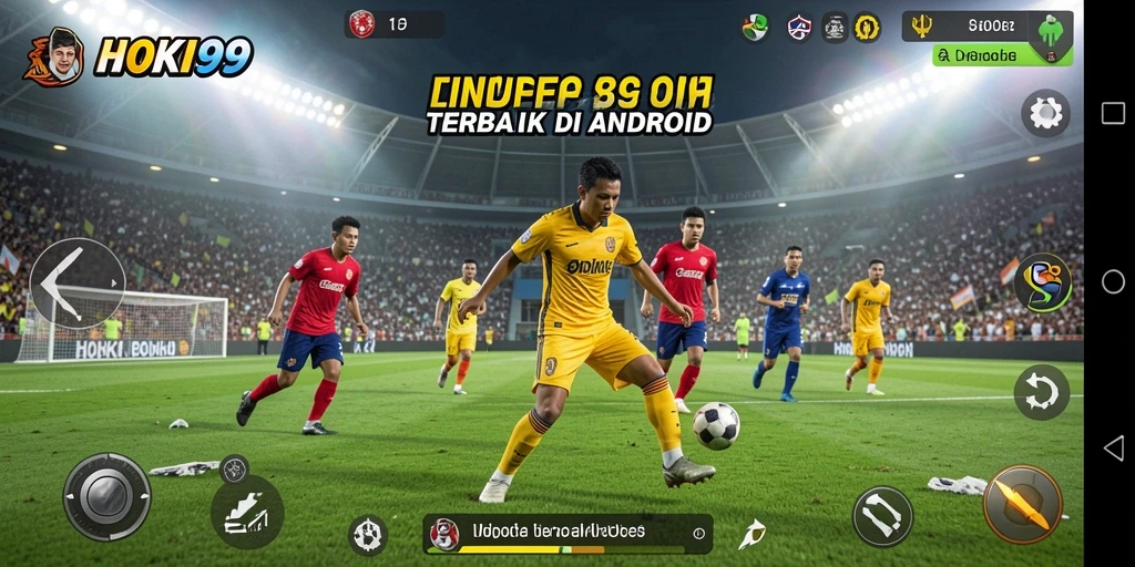Tampilan gameplay HOKI99 yang menegangkan di lapangan sepak bola.