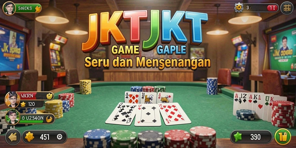 Screenshot JKTJKT menampilkan gameplay Gaple yang seru dan interaktif.