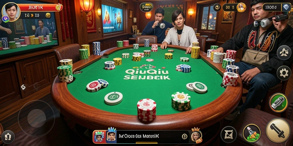 Tampilan gameplay QiuQiu yang menyenangkan dan interaktif.
