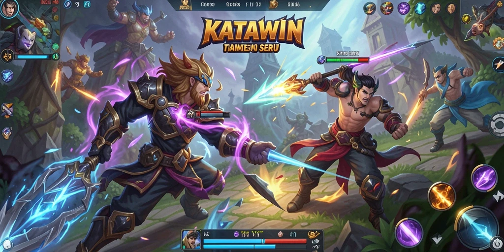 Tampilan keren KATAWIN saat pertarungan epik terjadi di arena.