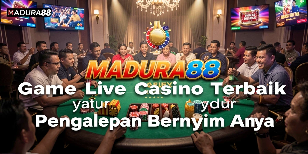 Tangkapan layar utama MADURA88 menampilkan dealer profesional dan atmosfer kasino yang menyenangkan.