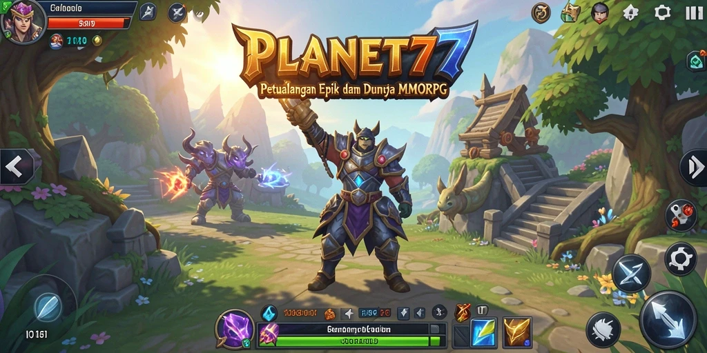 Screenshot gameplay PLANET77 menunjukkan pertempuran epik di dunia luar angkasa.