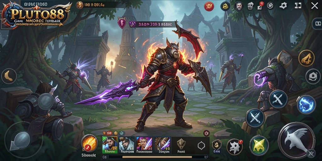Tampilan gameplay seru dari PLUTO88 dengan berbagai karakter dan monster.