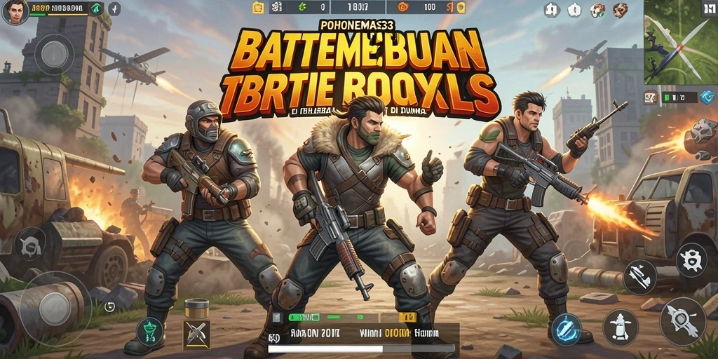 Screenshot menunjukkan momen mendebarkan dalam pertempuran Battle Royale di POHONEMAS33.