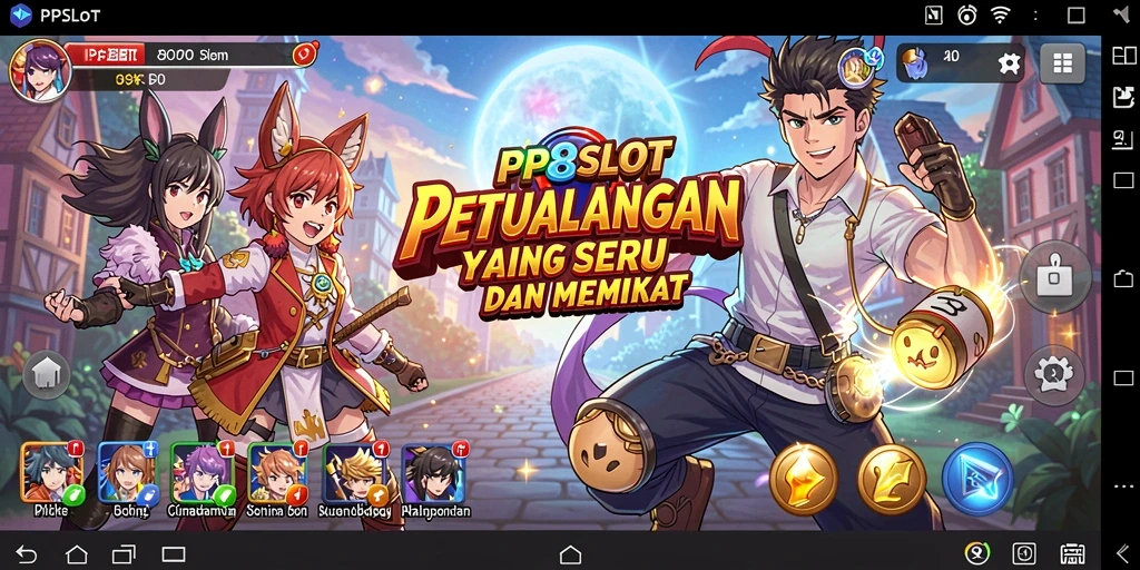 Screenshot dari gameplay PP8SLOT yang menampilkan karakter Anime yang dinamis.