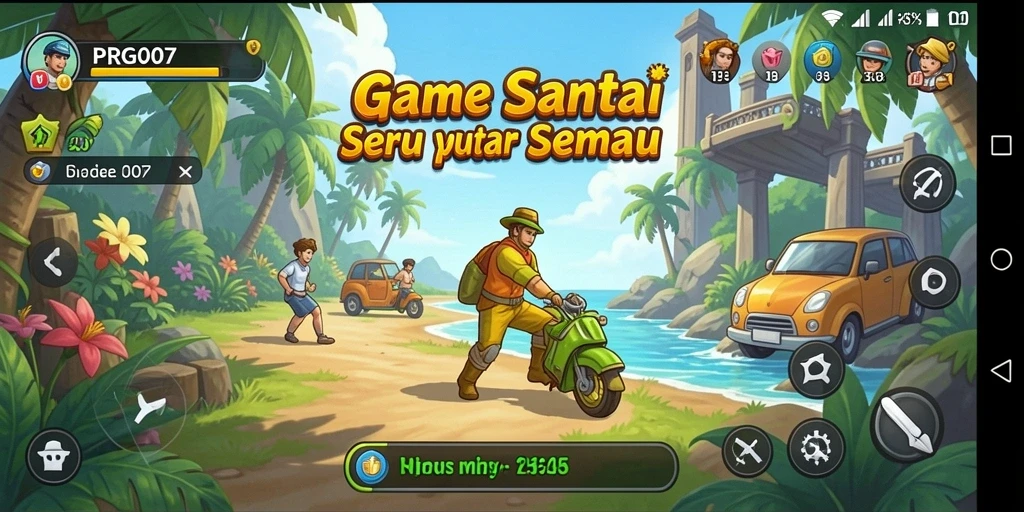 Tampilan gameplay PRG007 dengan grafis cerah dan menantang.