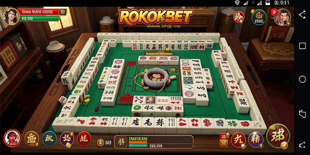 Tampilan gameplay ROKOKBET yang menarik saat bermain Mahjong.
