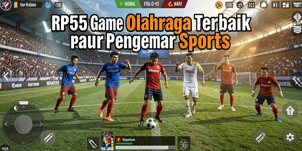 Screenshot dari RP55 menampilkan aksi mendebarkan dalam pertandingan olahraga.